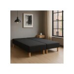 Sommier tapissier noir 90x200x2 (180x200)fabrication francaise artisanalepieds offerthauteur avec pieds ...