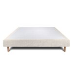 Sommier tapissier tissu beige clair 160x200 h29cm sommeil de plomb - sommier en bois massif avec pieds ...