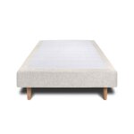 Sommier tapissier tissu beige clair 90x200 h35cm sommeil de plomb - sommier en bois massif avec pieds ...