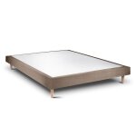 Sommier tapissier velours taupe 160x200 h29cm sommeil de plomb - sommier en bois massif avec pieds bois ...