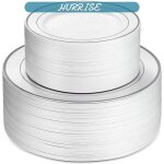 Sonew assiettes de f�te assiettes � d�ner en plastique � bord argent� et dor� 25 assiettes � d�ner de ...
