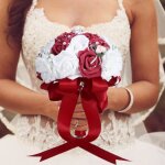 Bouquet de mariage artificiel - sonew - simulation marie - rouge - fleur en soie