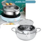 Sonew marmite � friteuse 28 cm pot de friteuse en acier inoxydable avec thermom�tre style japonais tempura ...