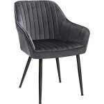 Songmics chaise de salle  manger, 62, 5 x 60 x 85 cm, pieds en mtal, revtement en velours, charge ...