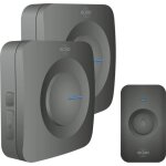 Sonnette de porte sans fil elro db3000 - 2x r�cepteur � piles - 64 m�lodies - 300m - noir