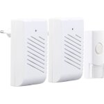 Sonnette sans fil - 1 bouton et 2 carillons - 16 mélodies - portée 30 m - ip44 - 230 v Sonnette sans fil - 1 bouton et 2 carillons - 16 mélodies - portée 30 m - ip44 - 230 v