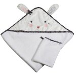 Sortie de bain lapin - sauthon - miss fleur de lune - blanc - 75x75cm - coton