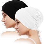 Sous - bonnet pour hijab - couleur unie - lot de 2 - r�glable - coton �lastique - respirant