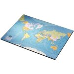 Sous main souple - esselte - carte du monde 40x53cm - antidrapant - toponymes en franais - fuseaux ...