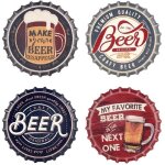 Sous - verres capsules de bière - set de 4 - céramique - liège - blanc Sous - verres capsules de bière - set de 4 - céramique - liège - blanc