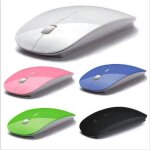Souris sans fil noir design ultra fine optique 24 ghz usb plate slim wireless piles