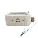 Spa gonflable intex - chevron - 175 x 175 x 71 cm - 4 places - carr� - 28446np + nettoyeur piscine / ...
