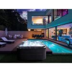 Spa de jardin 4 places en acrylique gris 180 x 215 cm avec led arcelia