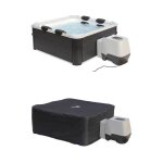 Spa rigide 6 places 160cm carr hydromassage 4 coussins bche + housse thermique spa oslo avec housse ...