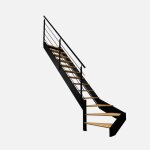 Spectra - escalier 1 / 4 tournant gauche  led intgres noir avec garde - corps