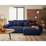 Spice - canap� dangle r�versible 4 places convertible avec coffre en tissu mouchet� - bleu marine