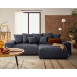 Spice - canap dangle rversible 4 places convertible avec coffre en tissu mouchet - gris fonc
