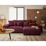 Spice - canap� dangle r�versible 4 places convertible avec coffre en tissu mouchet� - prune