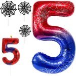 Spider kit de d�coration danniversaire 5 ans araign�e ballon de 5 ans avec bougies danniversaire chiffres ...