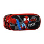 Trousse spiderman rally - karactermania - double compartiment zipp - noir et blanc