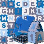 Spielwerk tapis de jeu puzzle bleu apprentissage lettres chiffres enfants tapis de jeu mousse 86 pices ...