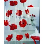 Rideau de douche - spirella - poppy - pvc / peva - 180x200cm - motif coquelicots rouge