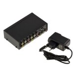 Splitter audio stereo + video composite - amplifi - 4 ports - noir - rca - 4 sorties