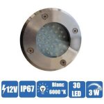 Spot encastrable - blanc - 30 leds - tanche - 12 volts - inox