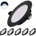 Spot encastrable led ultra plat - pzcc - lot de 6 - 7w - 230v - ip44 - noir - 6000k - � 75 mm - d�coupe ...
