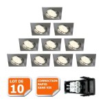 Spot encastrable orientable led carré alu brossé gu10 230v eq. 50w blanc chaud - lot de 10 - lampesecoenergie ... Spot encastrable orientable led carré alu brossé gu10 230v eq. 50w blanc chaud - lot de 10 - lampesecoenergie ...