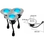 Spots led bleu  encastrer pour terrasse bois easy connect - lot de 3 spots inox