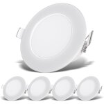Spots led encastrables salle de bain - estampille - lot de 5 - ip65 - blanc neutre - 86x30 mm - 350 lumens ...