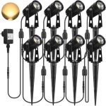 Spots led ext�rieur 3w lampes jardin blanc chaud 3000k 1440lm avec piquet etanche ip65 lumi�re ext�rieur ...