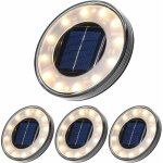 Spot solaire au sol 4 pack 12 led ip68 �tanche r�verb�re enfoui pour chemin et terrasse