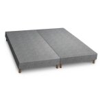 Spring - sommier tapissier tissu gris piètement en bois 2x 80x200 cm Spring - sommier tapissier tissu gris piètement en bois 2x 80x200 cm