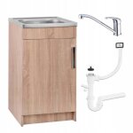 Stamar meuble sous �vier 50 cm ch�ne sonoma + �vier inox + robinet flex pivotant chrome + siphon lv - ...