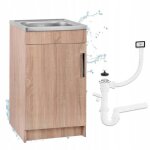 Stamar meuble sous �vier 50 cm ch�ne sonoma + �vier inox + siphon lv - 50x40x82 cm