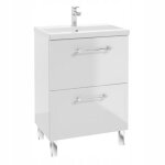 Stamar meuble sous vasque sur pieds 50 cm blanc brillant + vasque c�ramique + robinet + 2 tiroirs soft ...