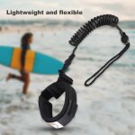 Stand up paddle board 5mm coiled spring leg foot rope surf leash pour surfboard (noir)