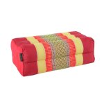Coussin de yoga et m�ditation en kapok naturel - rouge jaune - confort optimal posture align�e coutures ...