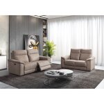 Stanley - canap� relax electrique 3 places + canap� 2 places fixe tissu taupe