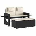 Star sale� banc inclinable de jardin( 1 pc) - banquette - avec coussins - noir r�sine tress�e 122x58x83 ...