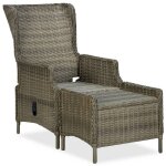 Star sale� chaise inclinable de jardin - fauteuil(1 pc) - avec tabouret r�sine tress�e marron 57x88x100 ...