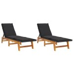 Star sale� chaises longues + coussins (2 pcs) - si�ges de jardin - r�sine tress�e et acacia 200x54x87 ...