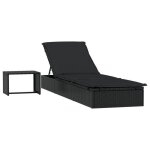 Star sale� lit de jardin( 2 personnes) - bains de soleil - avec table noir r�sine tress�e 201x55x20 / ...