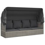 Star sale� lit de jardin( 2 personnes) - bains de soleil - toit et coussins gris r�sine tress�e 203x58x56 ...