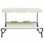 Star sale� lit de repos dext�rieur - 2 personnes - avec auvent et oreillers blanc cr�me 200x180x135 cm ...