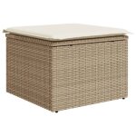 Star sale� tabouret de jardin(1 pc) - meuble balcon - avec coussin - beige 55x55x37cm r�sine tress�e ...