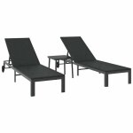 Star sale� transat 2 - personne (3 pcs) - anti - uv - noir polyrotin 39x39x40. 5 cm t134