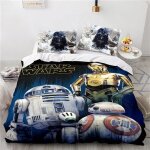 Star wars parure de lit pour enfant avec 2 taies doreiller housse de couette douce 140x200cm[614]